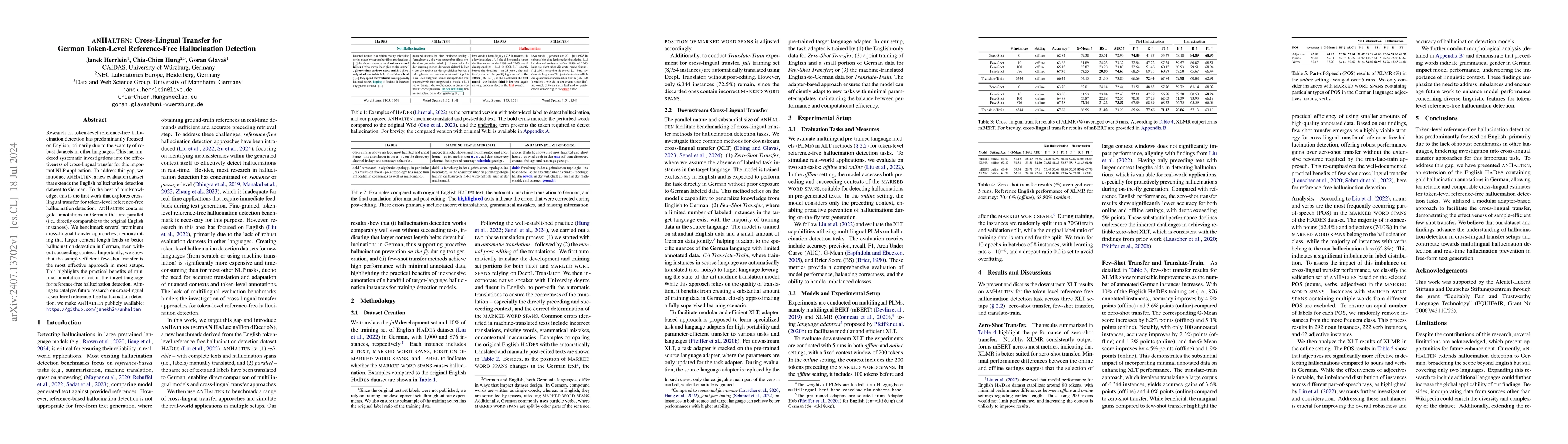 Thumbnail for ANHALTEN: Cross-Lingual Transfer for German Token-Level Reference-Free
  Hallucination Detection
