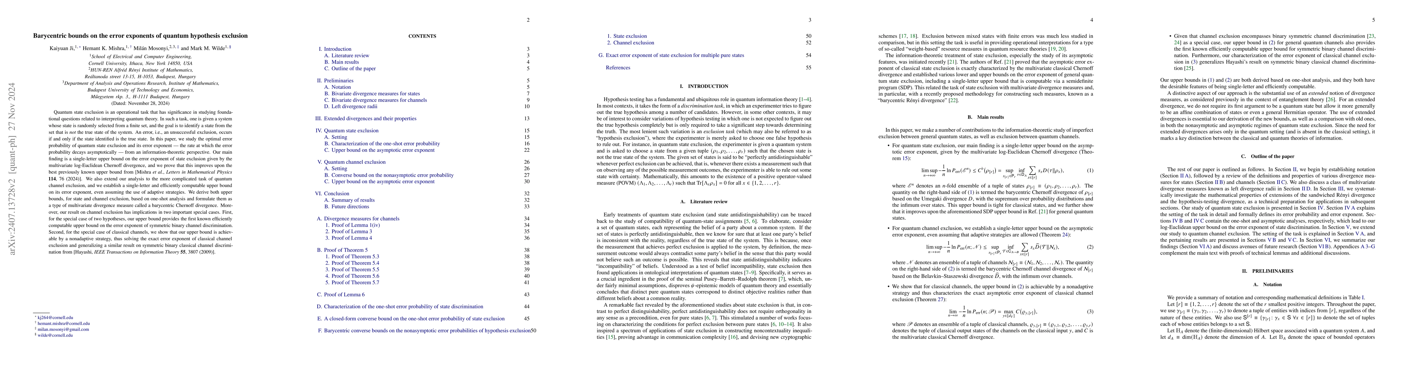 Thumbnail for Barycentric bounds on the error exponents of quantum hypothesis
  exclusion