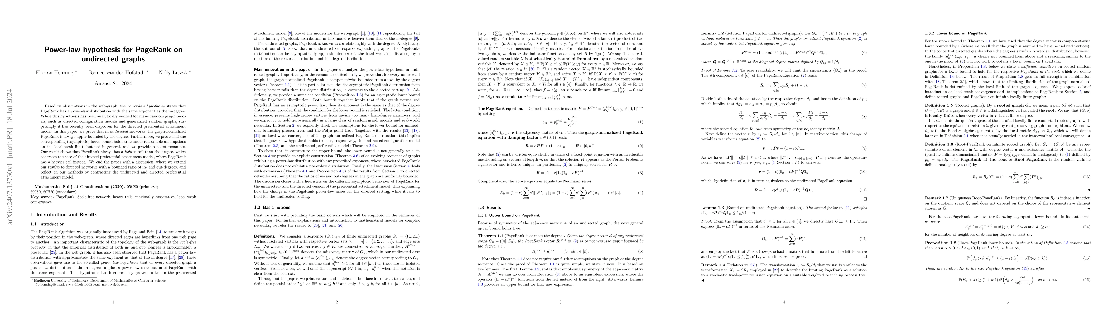 Thumbnail for Power-law hypothesis for PageRank on undirected graphs