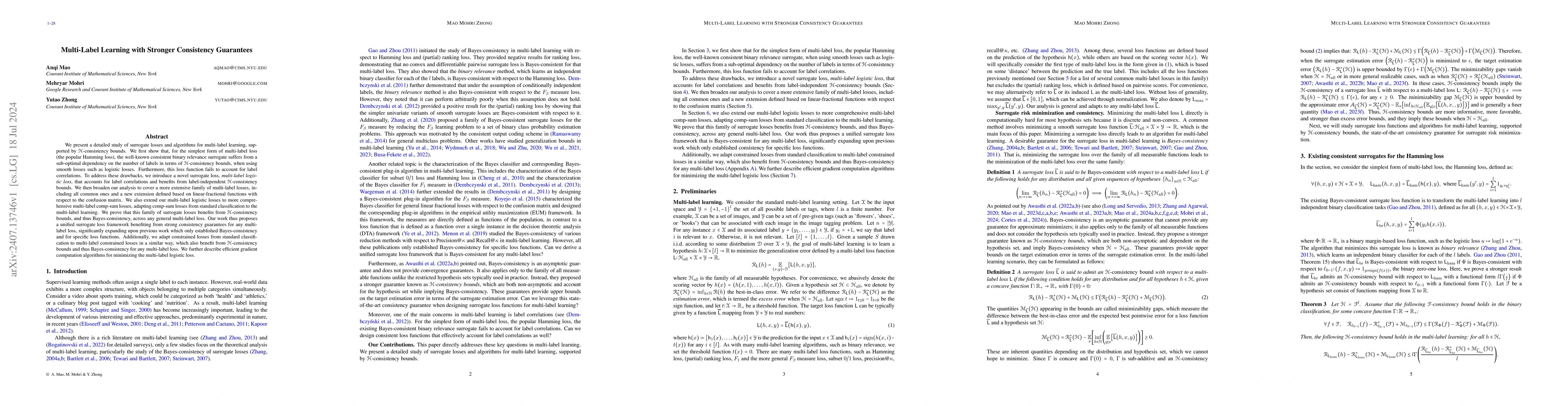 Thumbnail for Multi-Label Learning with Stronger Consistency Guarantees