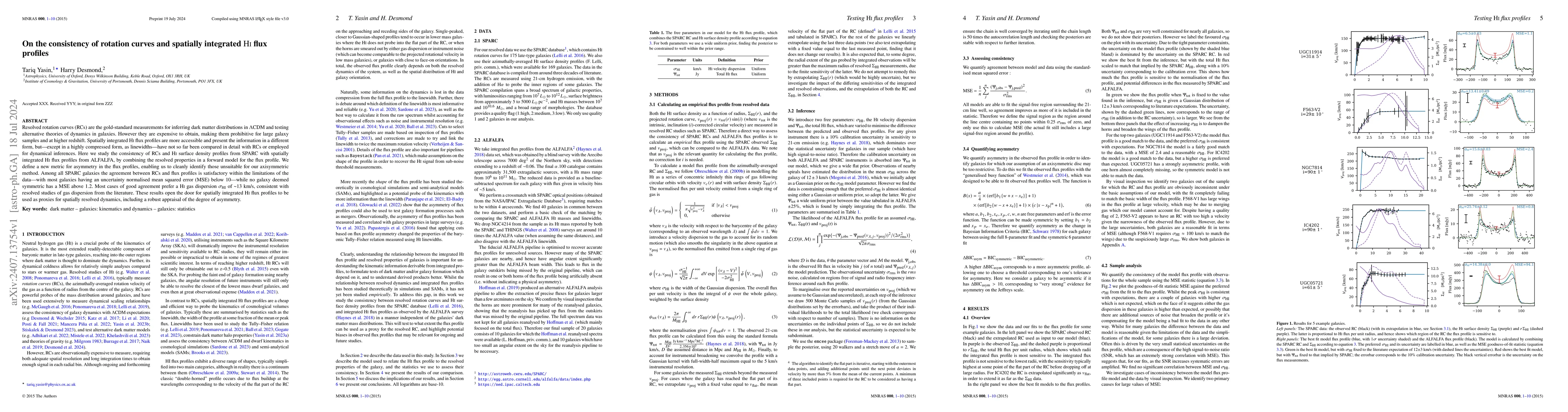 Thumbnail for On the consistency of rotation curves and spatially integrated HI flux
  profiles