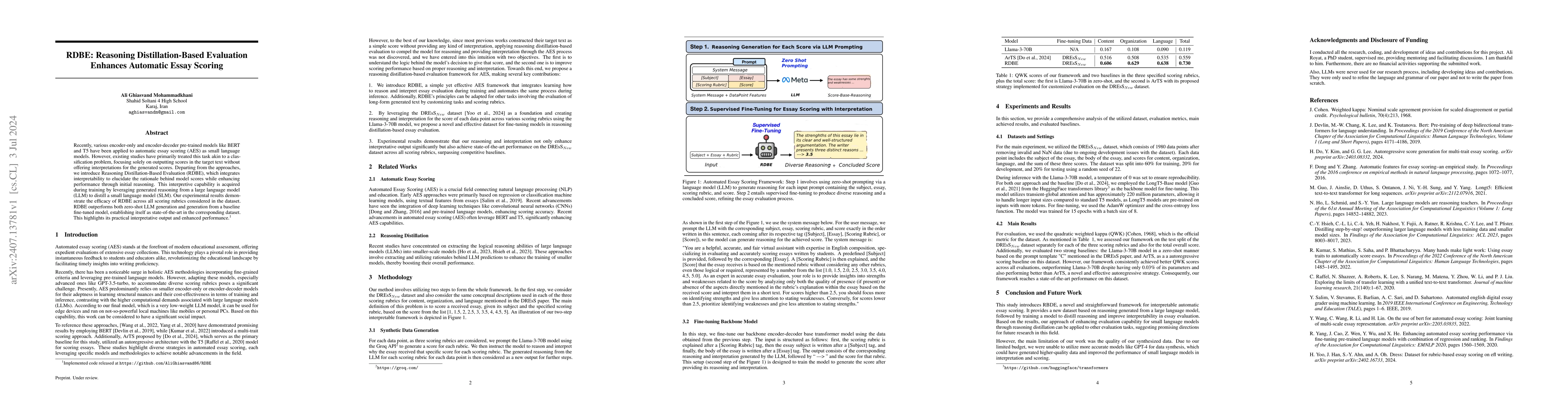 Thumbnail for RDBE: Reasoning Distillation-Based Evaluation Enhances Automatic Essay
  Scoring