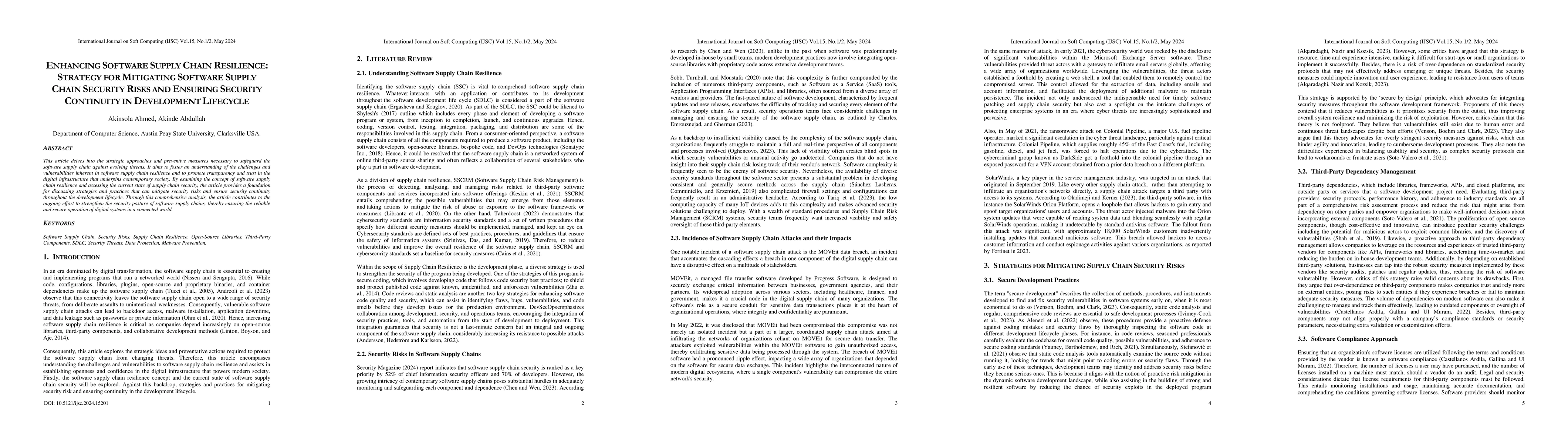 Thumbnail for Enhancing Software Supply Chain Resilience: Strategy For Mitigating
  Software Supply Chain Security Risks And Ensuring Security Continuity In
  Development Lifecycle