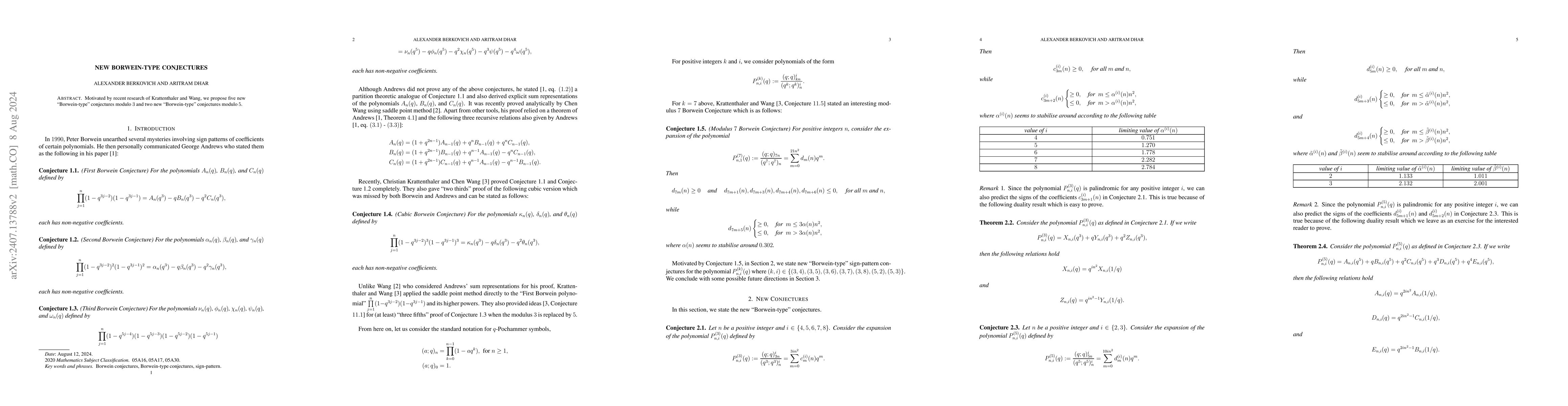 Thumbnail for New Borwein-type conjectures
