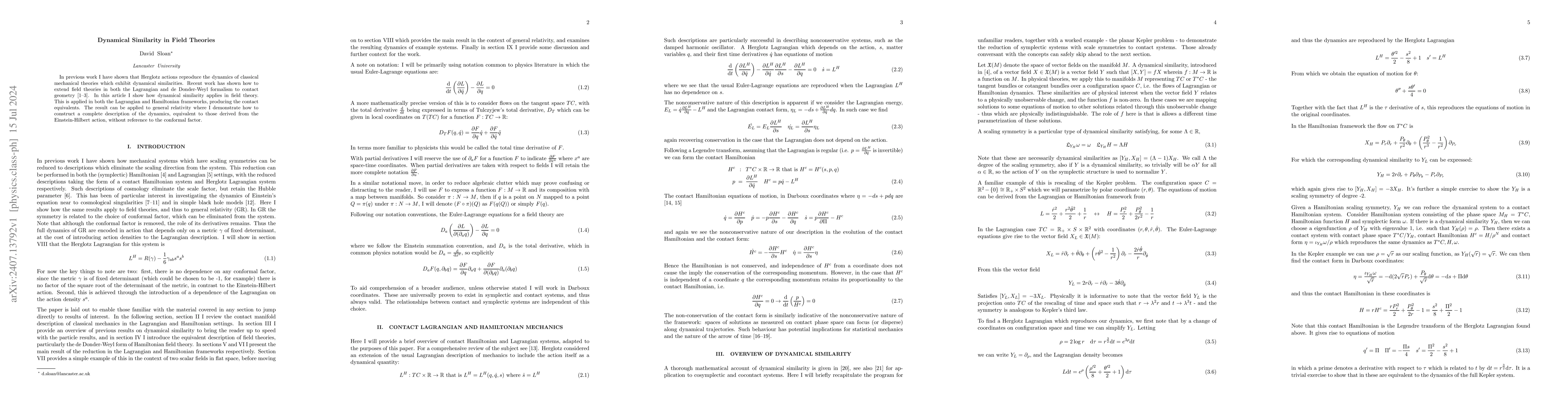 Thumbnail for Dynamical Similarity in Field Theories