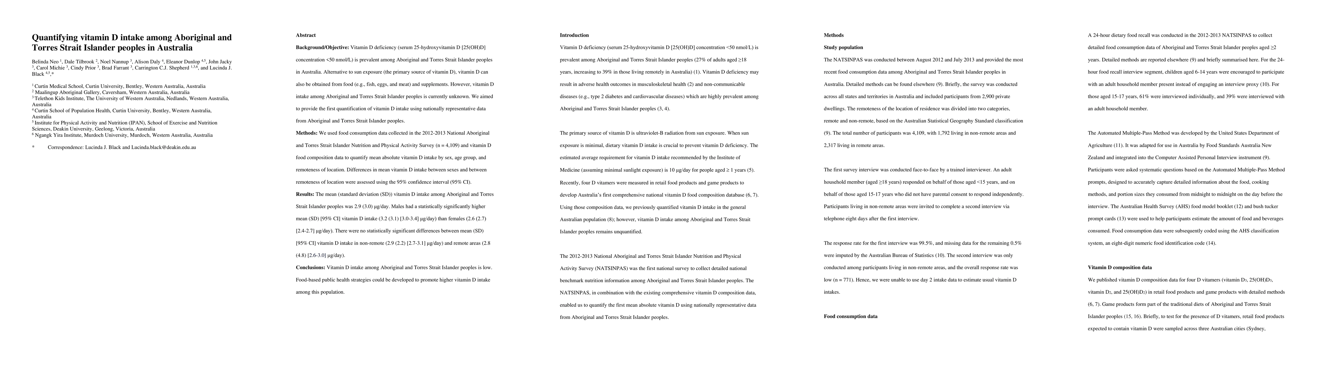 Thumbnail for Quantifying vitamin D intake among Aboriginal and Torres Strait Islander
  peoples in Australia