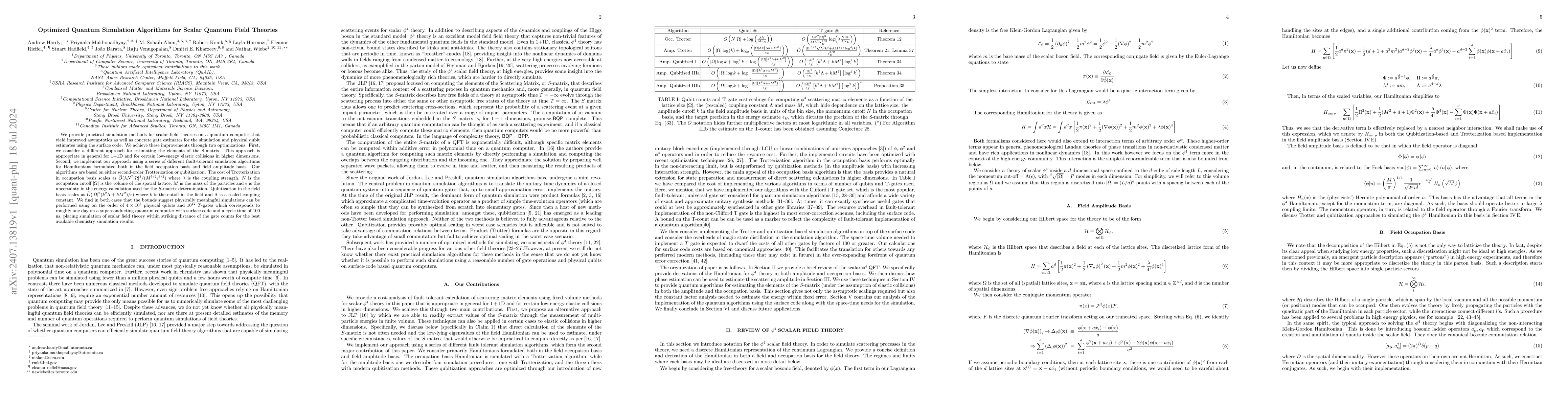 Thumbnail for Optimized Quantum Simulation Algorithms for Scalar Quantum Field
  Theories