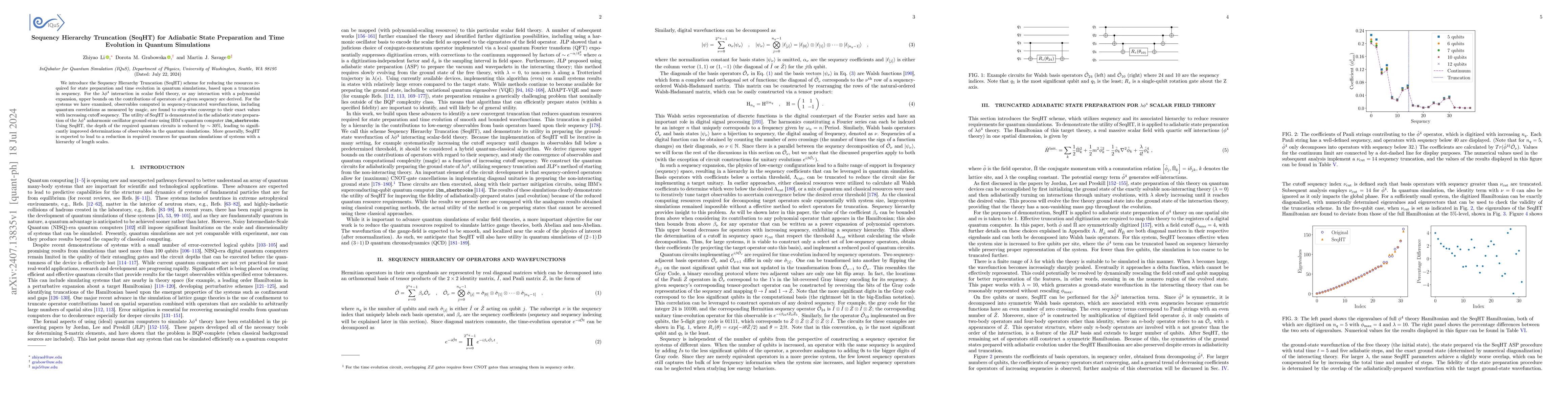 Thumbnail for Sequency Hierarchy Truncation (SeqHT) for Adiabatic State Preparation
  and Time Evolution in Quantum Simulations