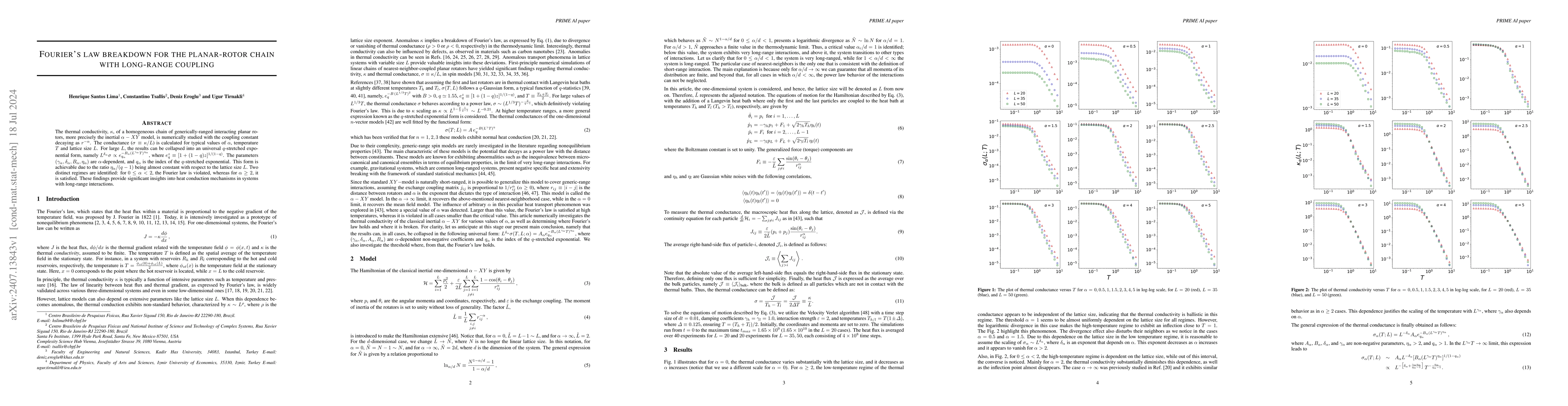 Thumbnail for Fourier's law breakdown for the planar-rotor chain with long-range
  coupling