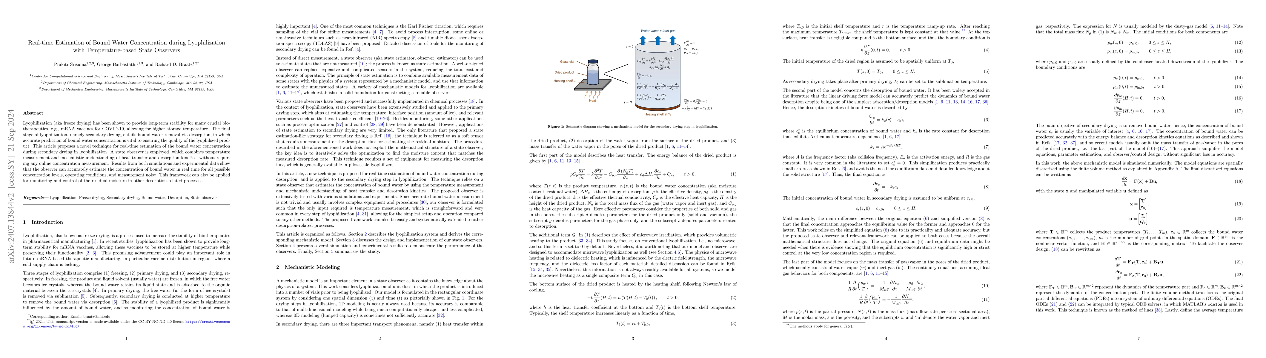Thumbnail for Real-time Estimation of Bound Water Concentration during Lyophilization
  with Temperature-based State Observers