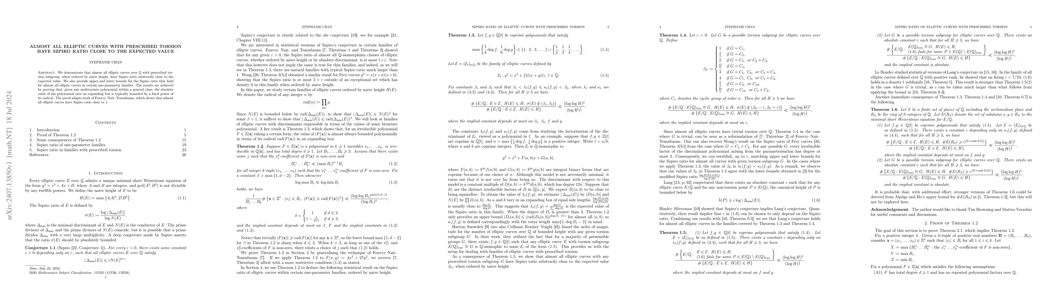 Thumbnail for Almost all elliptic curves with prescribed torsion have Szpiro ratio
  close to the expected value