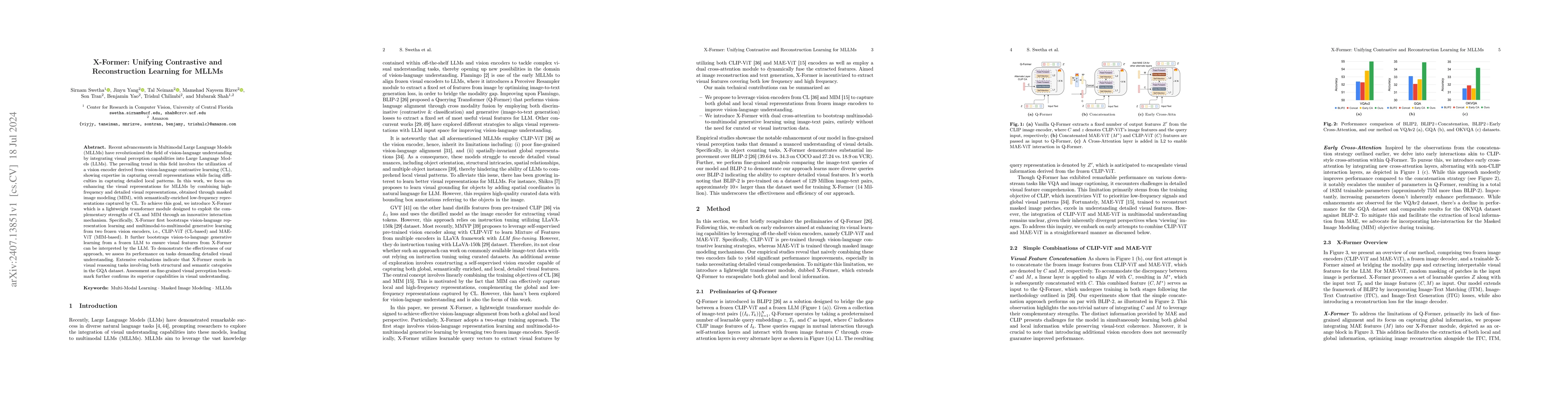 Thumbnail for X-Former: Unifying Contrastive and Reconstruction Learning for MLLMs