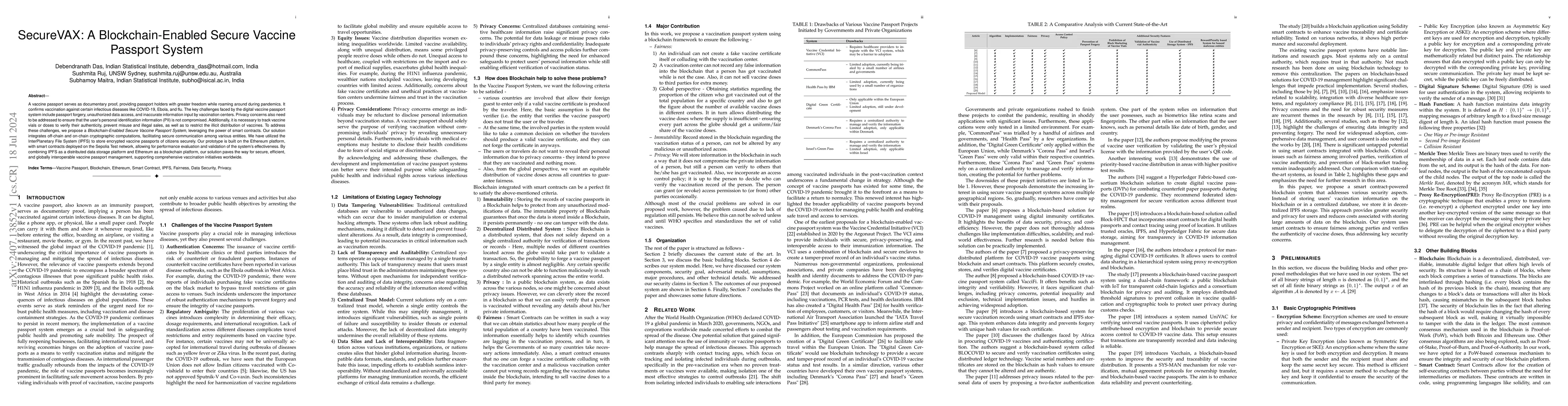 Thumbnail for SecureVAX: A Blockchain-Enabled Secure Vaccine Passport System