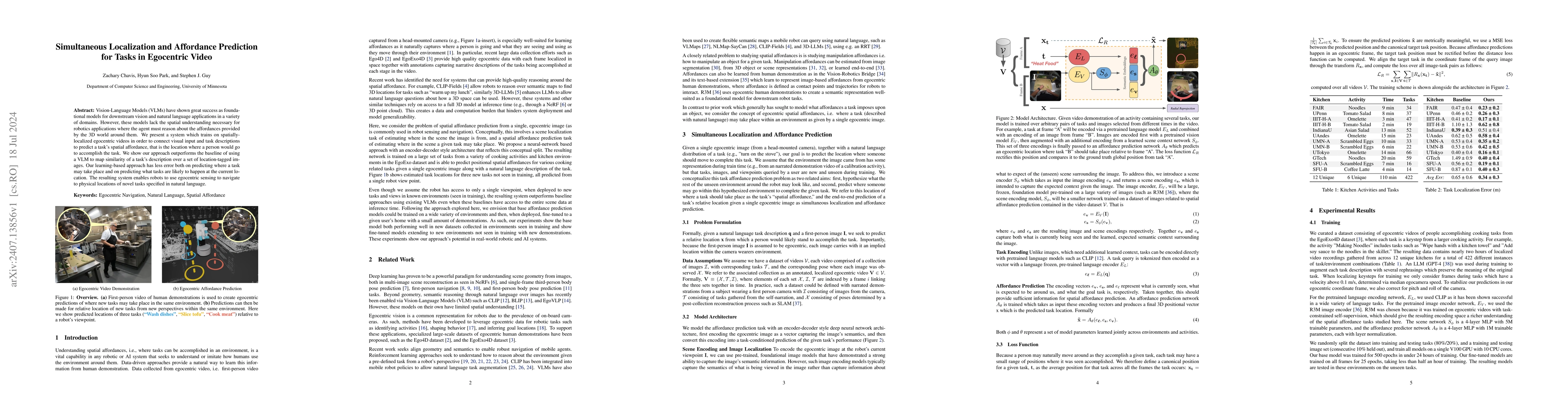 Thumbnail for Simultaneous Localization and Affordance Prediction for Tasks in
  Egocentric Video