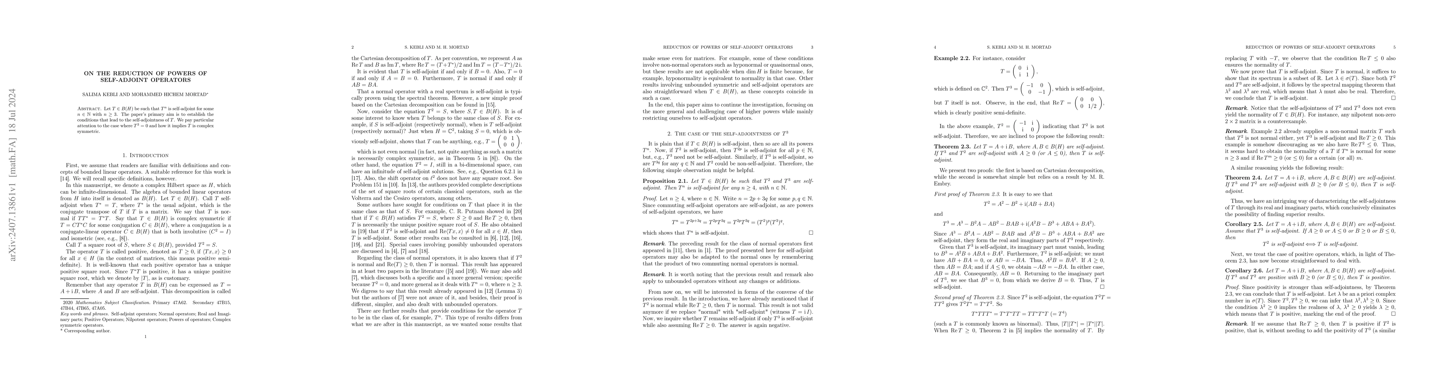 Thumbnail for On the reduction of powers of self-adjoint operators