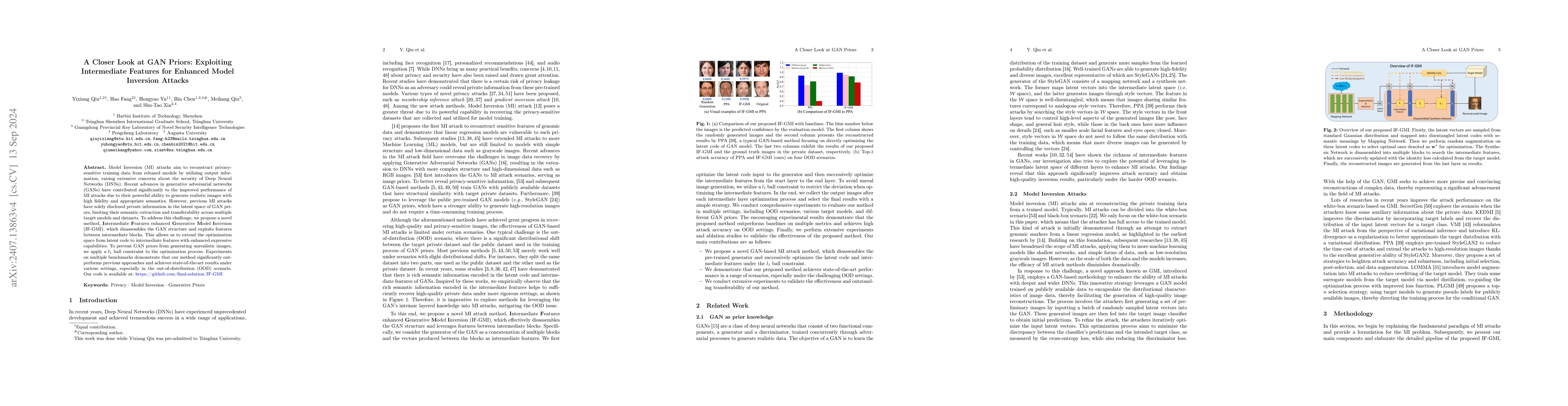 Thumbnail for A Closer Look at GAN Priors: Exploiting Intermediate Features for
  Enhanced Model Inversion Attacks