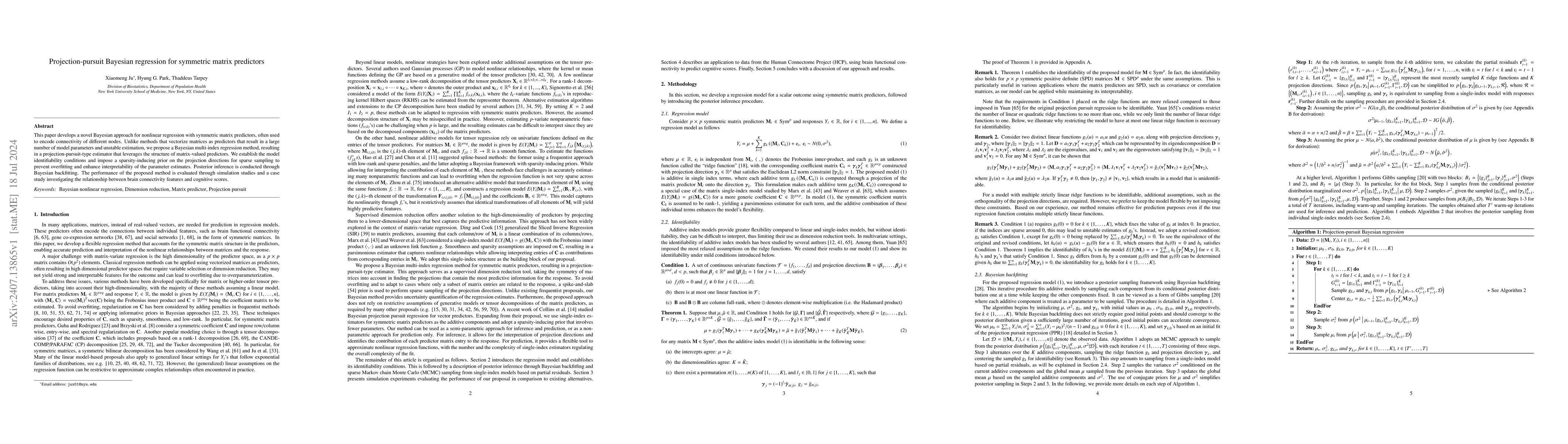 Thumbnail for Projection-pursuit Bayesian regression for symmetric matrix predictors