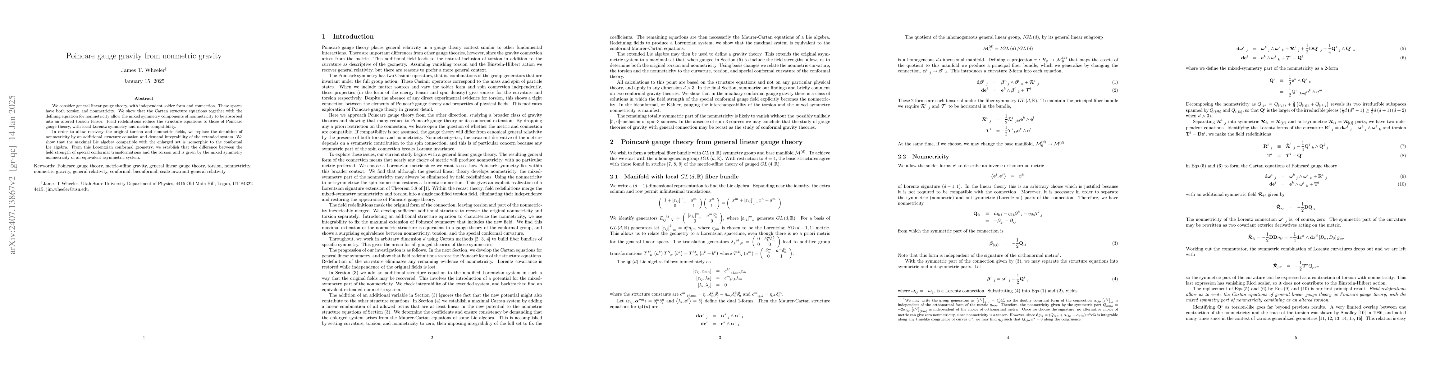 Thumbnail for Nonmetricity and Poincare gauge gravity