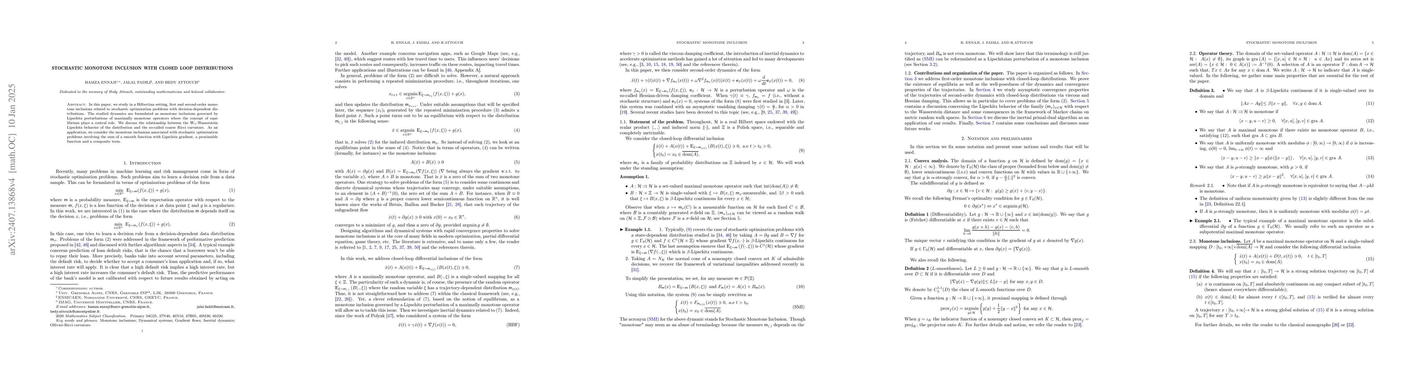 Thumbnail for Stochastic Monotone Inclusion with Closed Loop Distributions