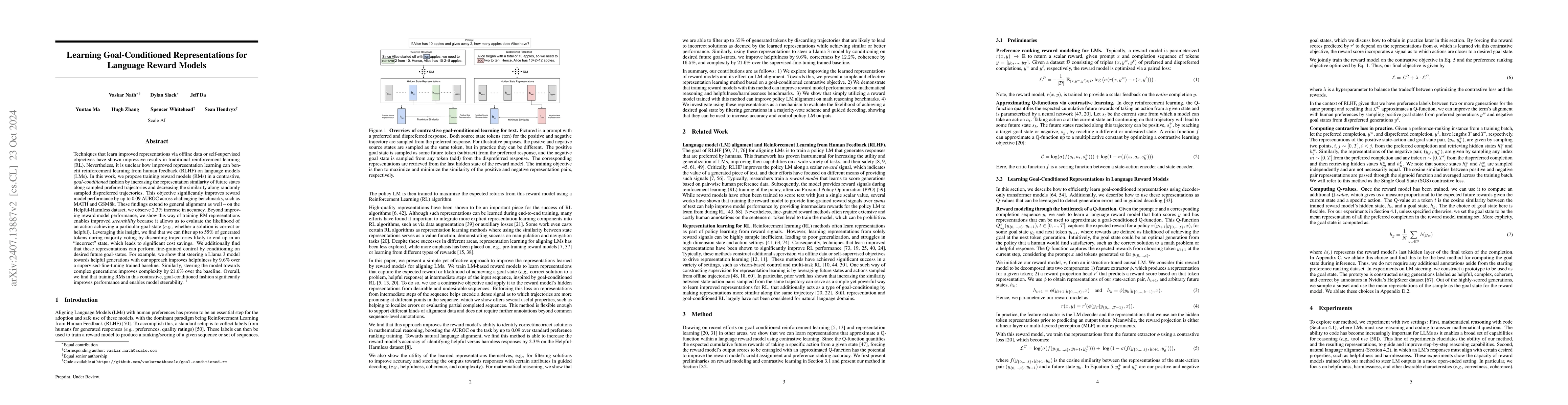 Thumbnail for Learning Goal-Conditioned Representations for Language Reward Models