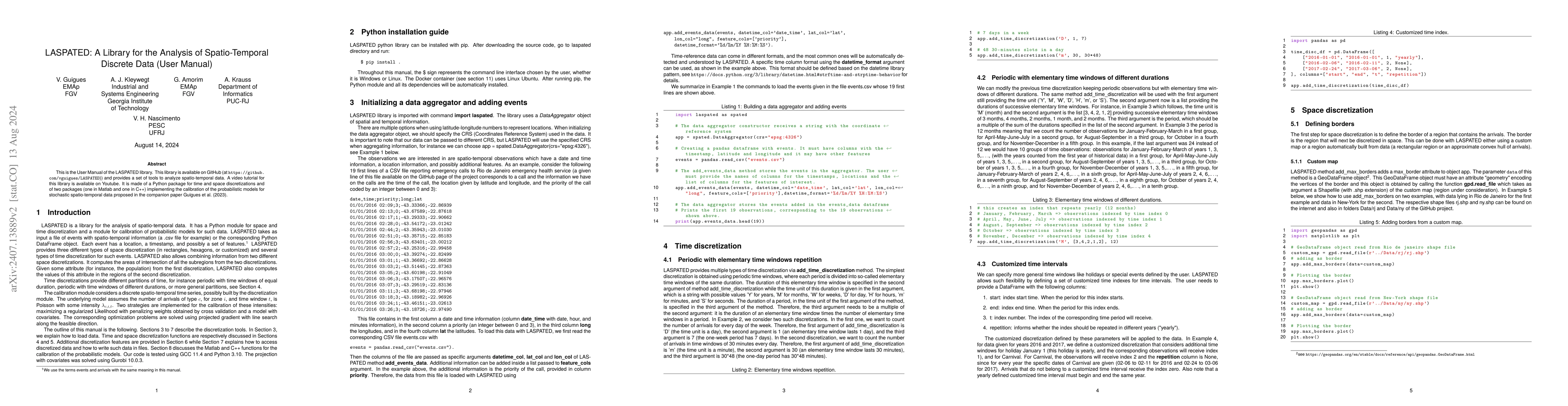 Thumbnail for LASPATED: A Library for the Analysis of Spatio-Temporal Discrete Data
  (User Manual)