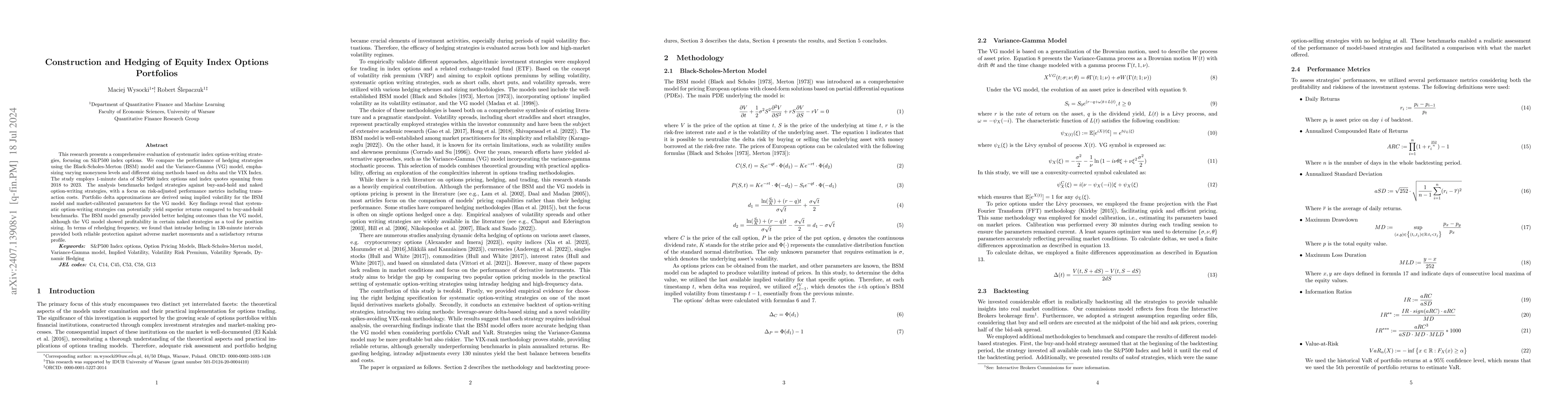 Thumbnail for Construction and Hedging of Equity Index Options Portfolios