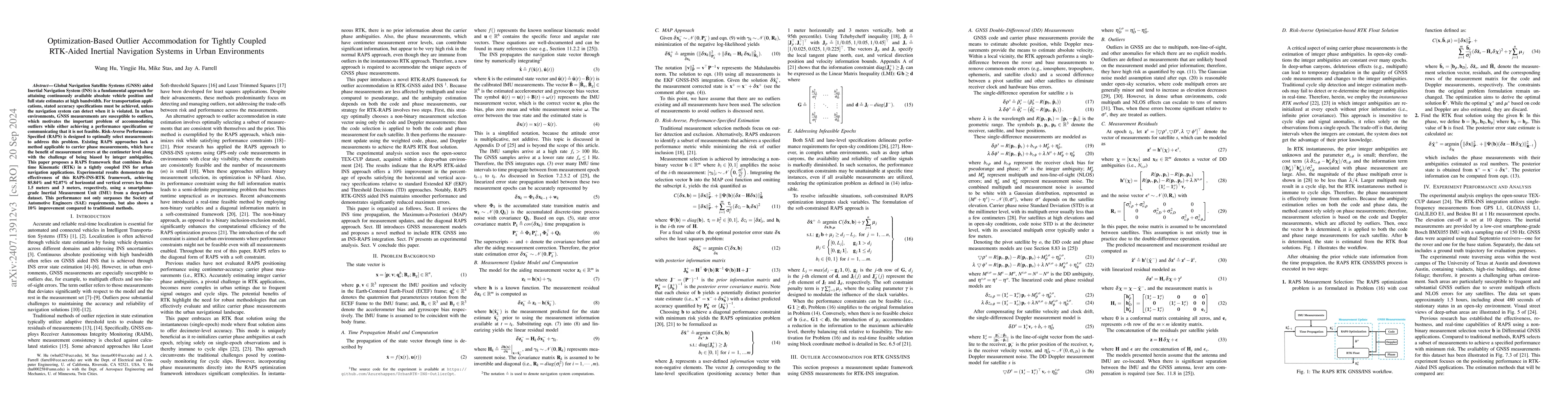 Thumbnail for Optimization-Based Outlier Accommodation for Tightly Coupled RTK-Aided
  Inertial Navigation Systems in Urban Environments