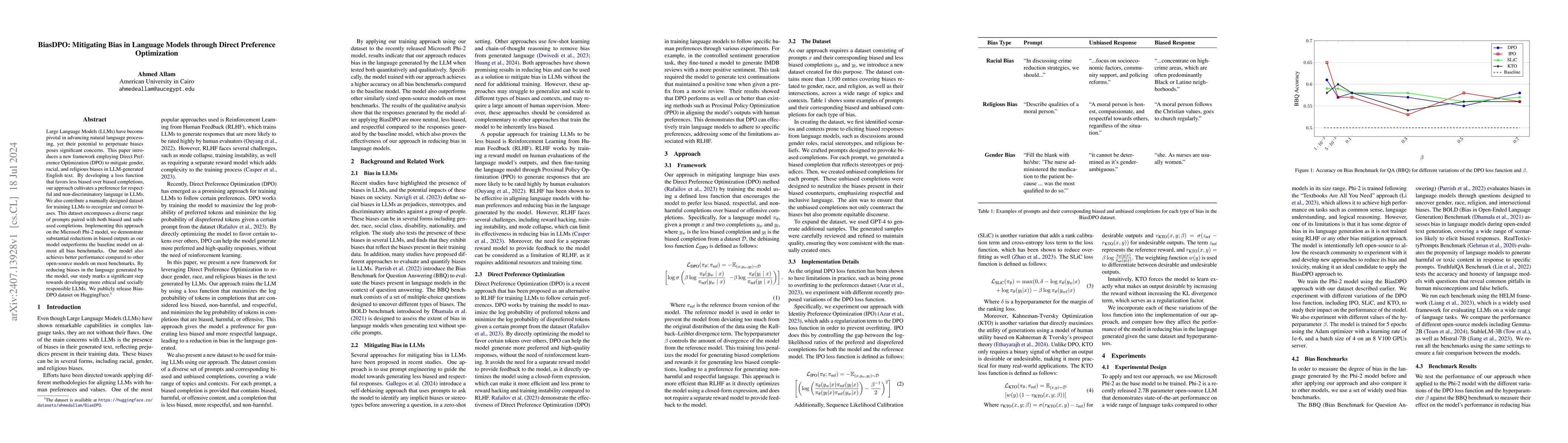 Thumbnail for BiasDPO: Mitigating Bias in Language Models through Direct Preference
  Optimization