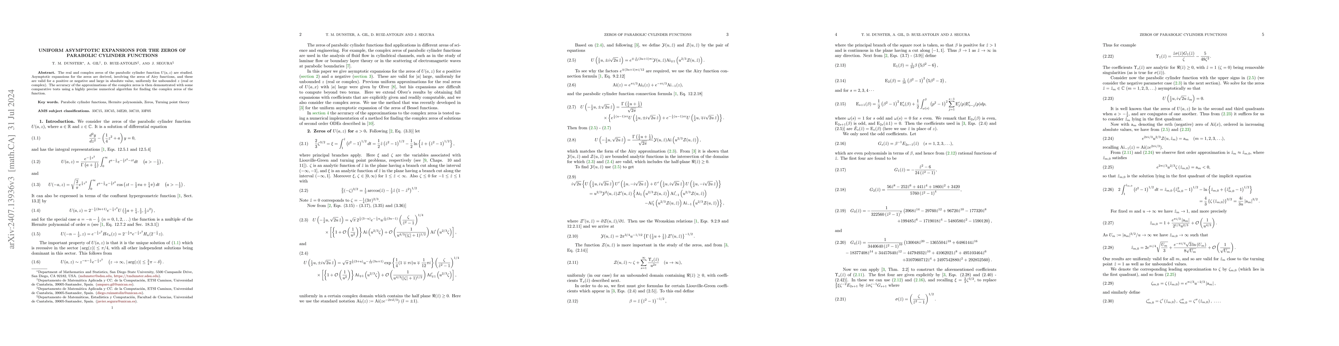 Thumbnail for Uniform asymptotic expansions for the zeros of parabolic cylinder
  functions