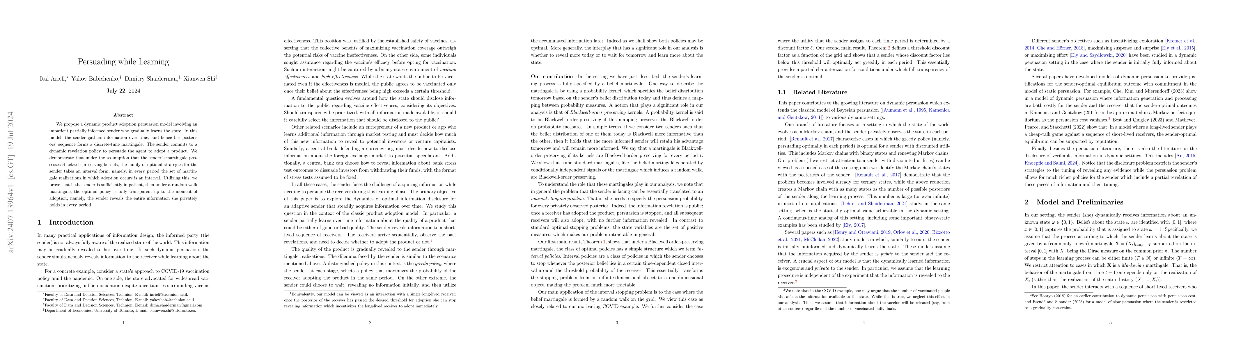 Thumbnail for Persuading while Learning