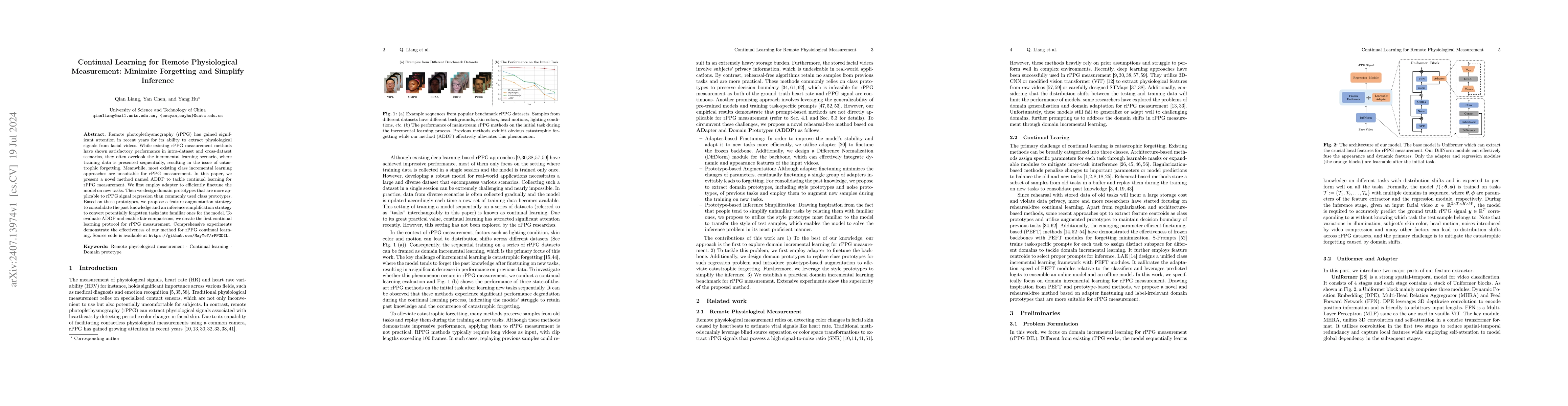 Thumbnail for Continual Learning for Remote Physiological Measurement: Minimize
  Forgetting and Simplify Inference
