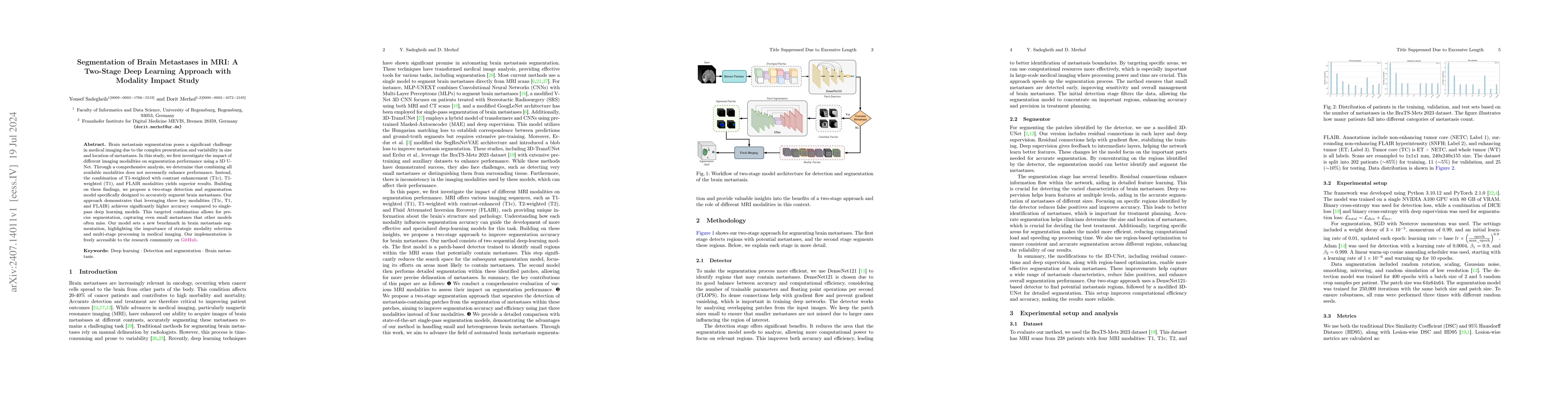 Thumbnail for Segmentation of Brain Metastases in MRI: A Two-Stage Deep Learning
  Approach with Modality Impact Study