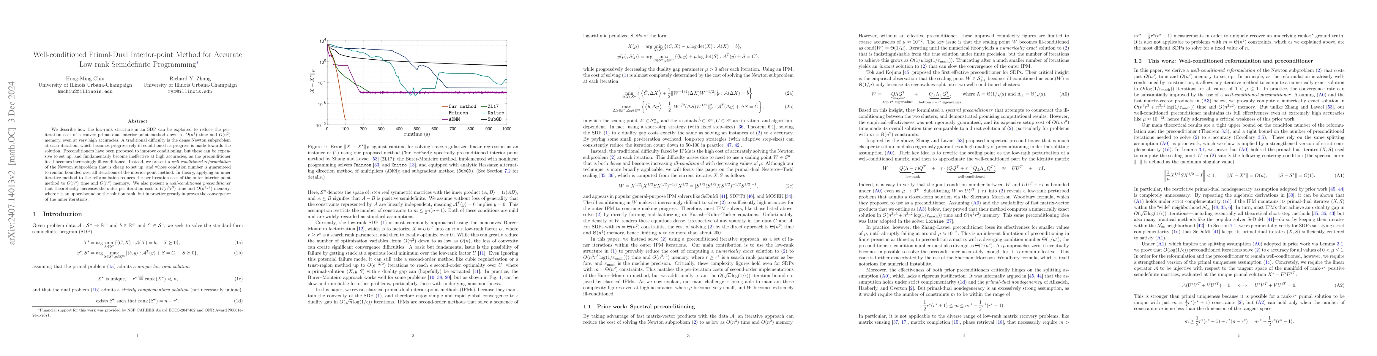 Thumbnail for Well-conditioned Primal-Dual Interior-point Method for Accurate Low-rank
  Semidefinite Programming