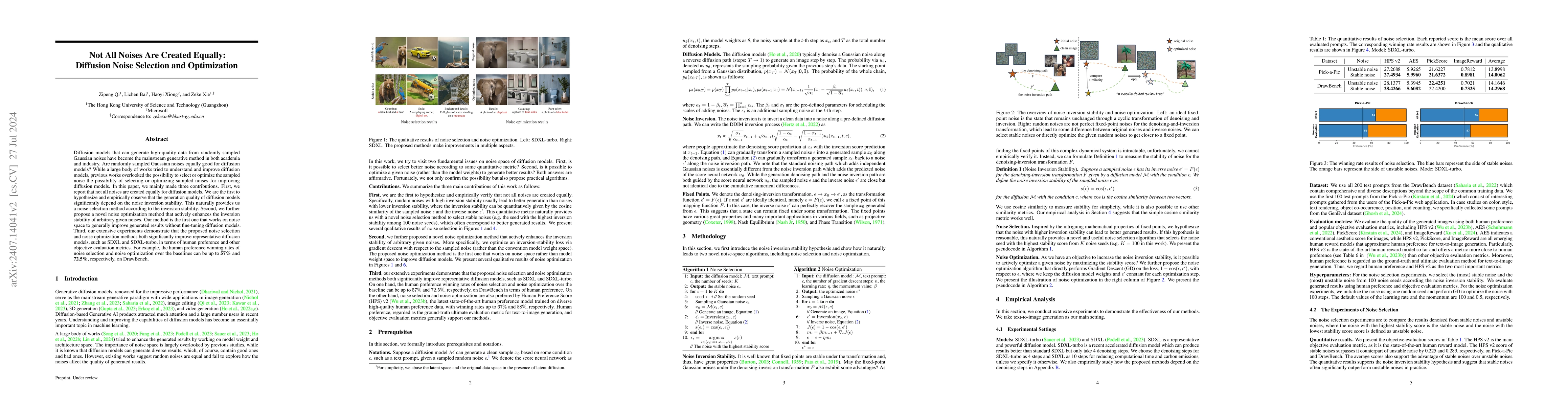 Thumbnail for Not All Noises Are Created Equally:Diffusion Noise Selection and
  Optimization