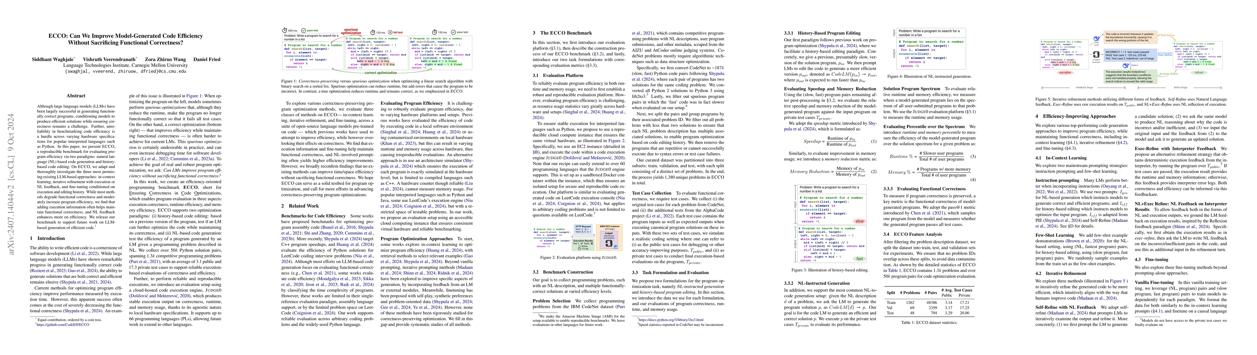 Thumbnail for ECCO: Can We Improve Model-Generated Code Efficiency Without Sacrificing
  Functional Correctness?