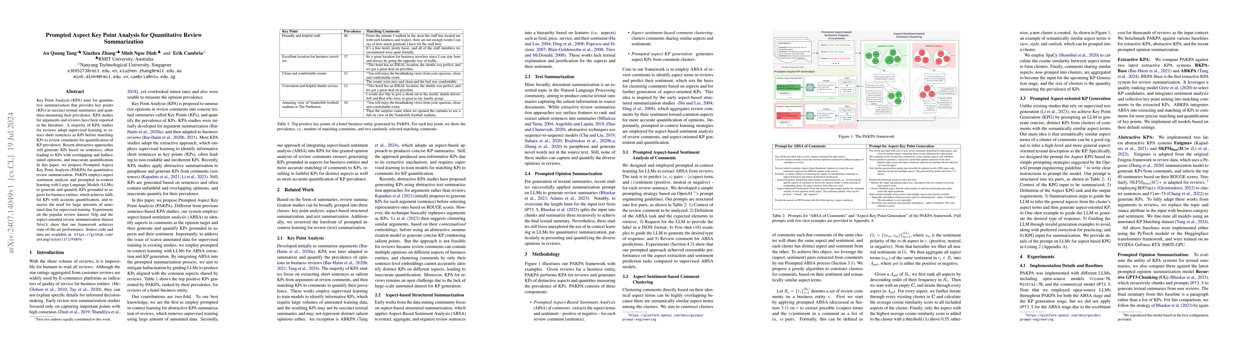 Thumbnail for Prompted Aspect Key Point Analysis for Quantitative Review Summarization