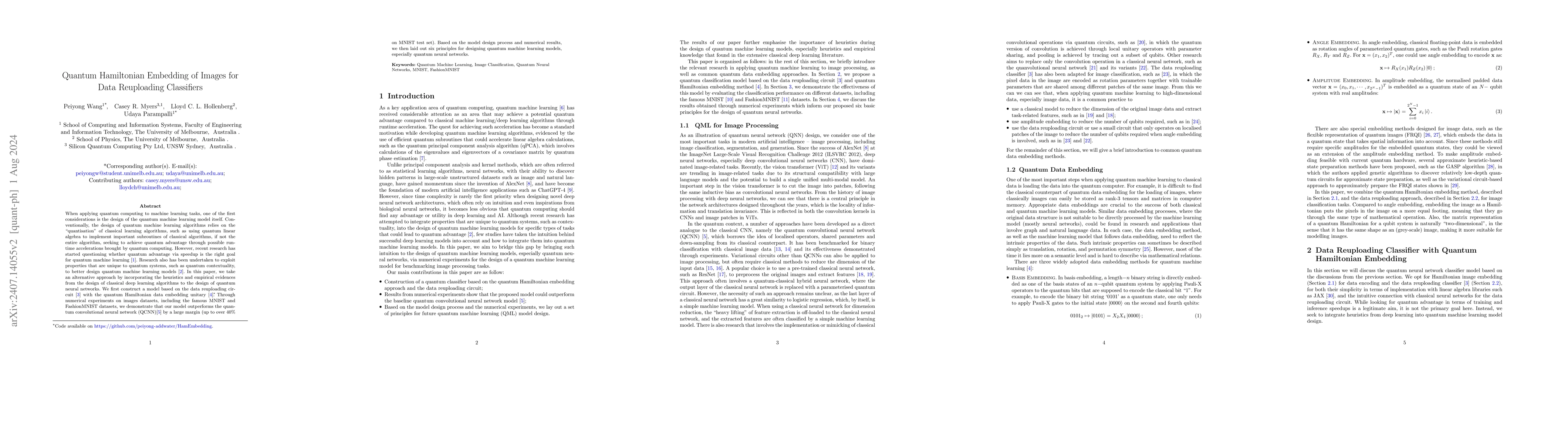 Thumbnail for Quantum Hamiltonian Embedding of Images for Data Reuploading Classifiers