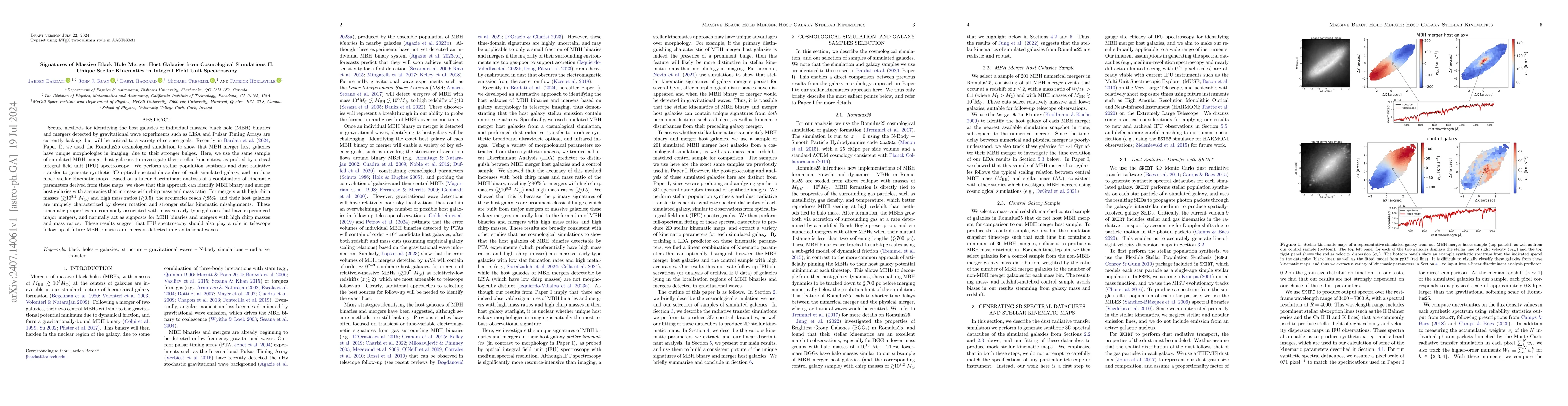 Thumbnail for Signatures of Massive Black Hole Merger Host Galaxies from Cosmological
  Simulations II: Unique Stellar Kinematics in Integral Field Unit Spectroscopy