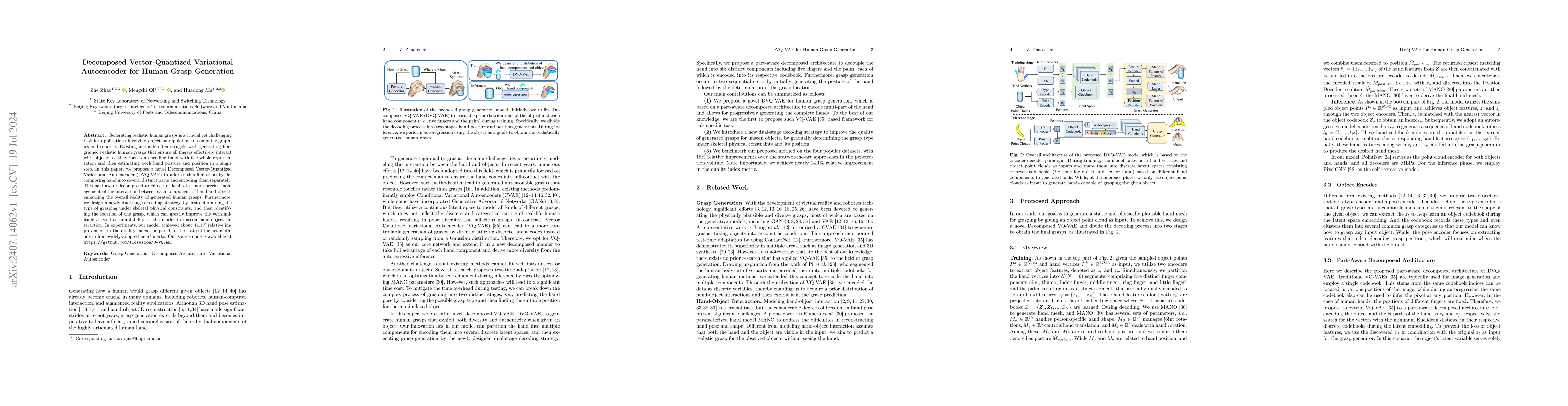 Thumbnail for Decomposed Vector-Quantized Variational Autoencoder for Human Grasp
  Generation