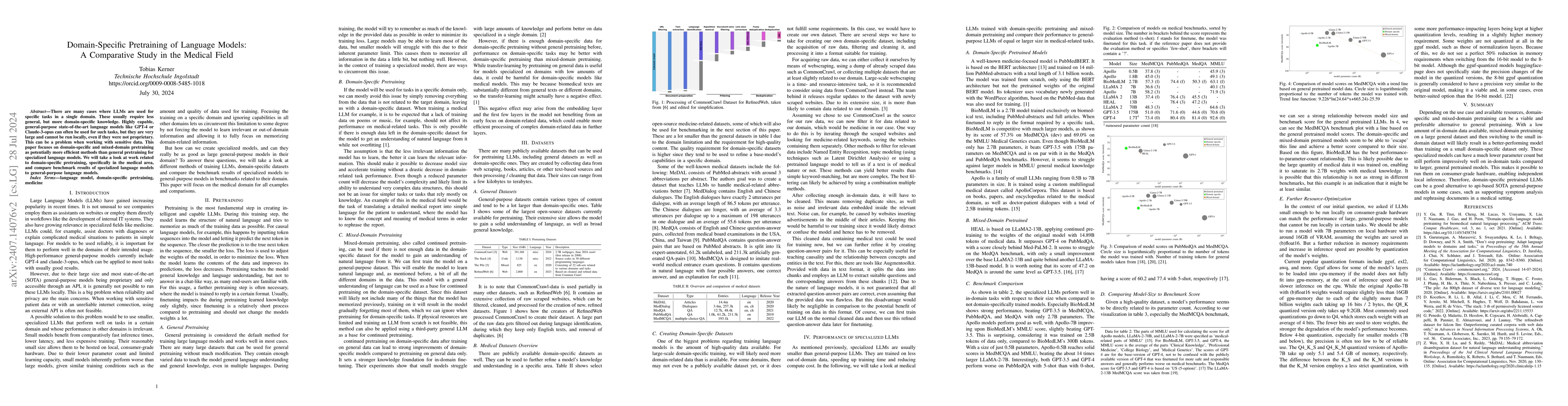 Thumbnail for Domain-Specific Pretraining of Language Models: A Comparative Study in
  the Medical Field