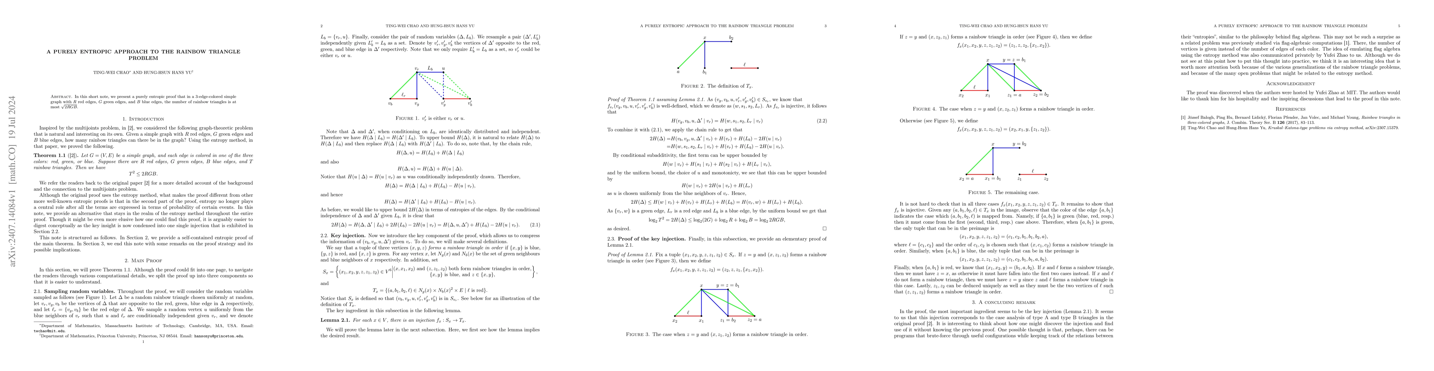 Thumbnail for A Purely Entropic Approach to the Rainbow Triangle Problem