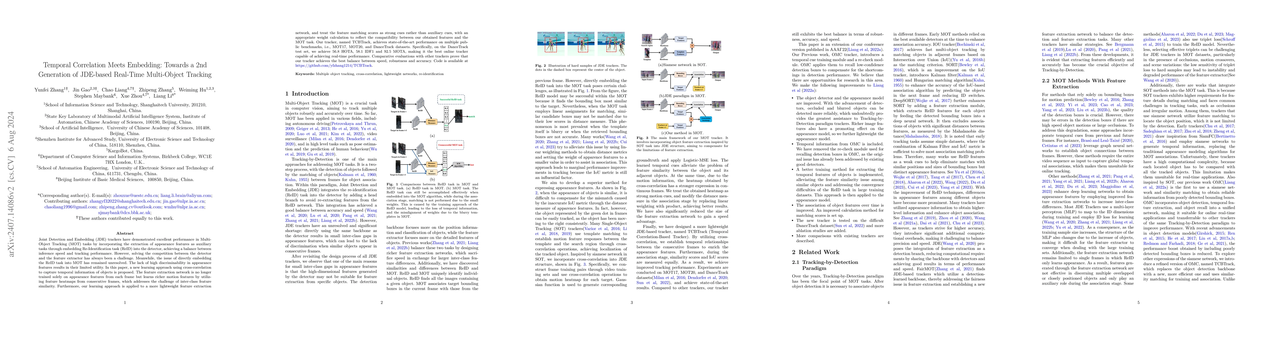 Thumbnail for Temporal Correlation Meets Embedding: Towards a 2nd Generation of
  JDE-based Real-Time Multi-Object Tracking