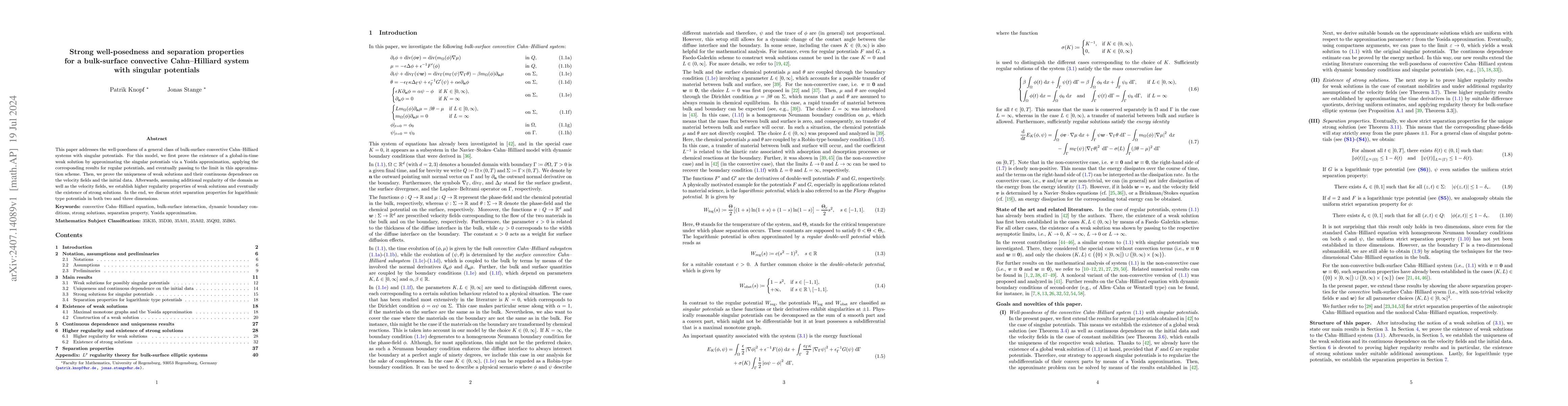 Thumbnail for Strong well-posedness and separation properties for a bulk-surface
  convective Cahn--Hilliard system with singular potentials