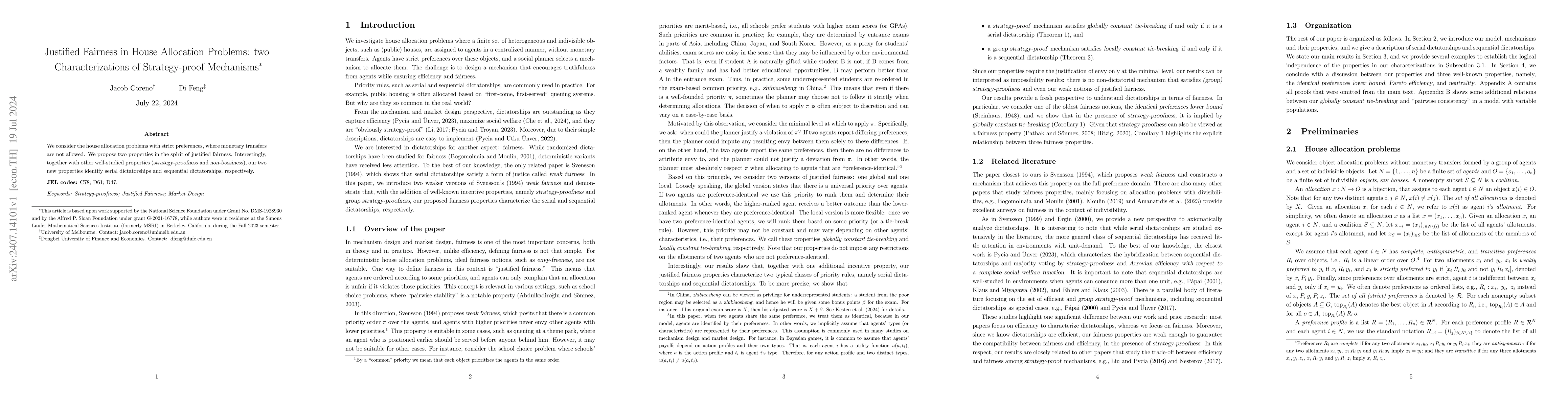 Thumbnail for Justified Fairness in House Allocation Problems: two Characterizations
  of Strategy-proof Mechanisms