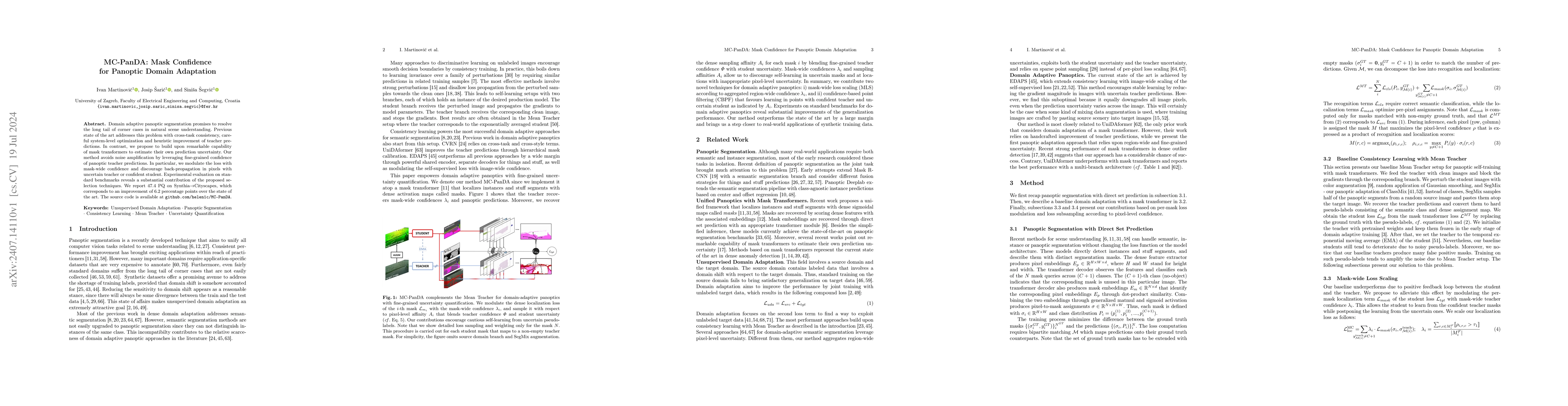 Thumbnail for MC-PanDA: Mask Confidence for Panoptic Domain Adaptation