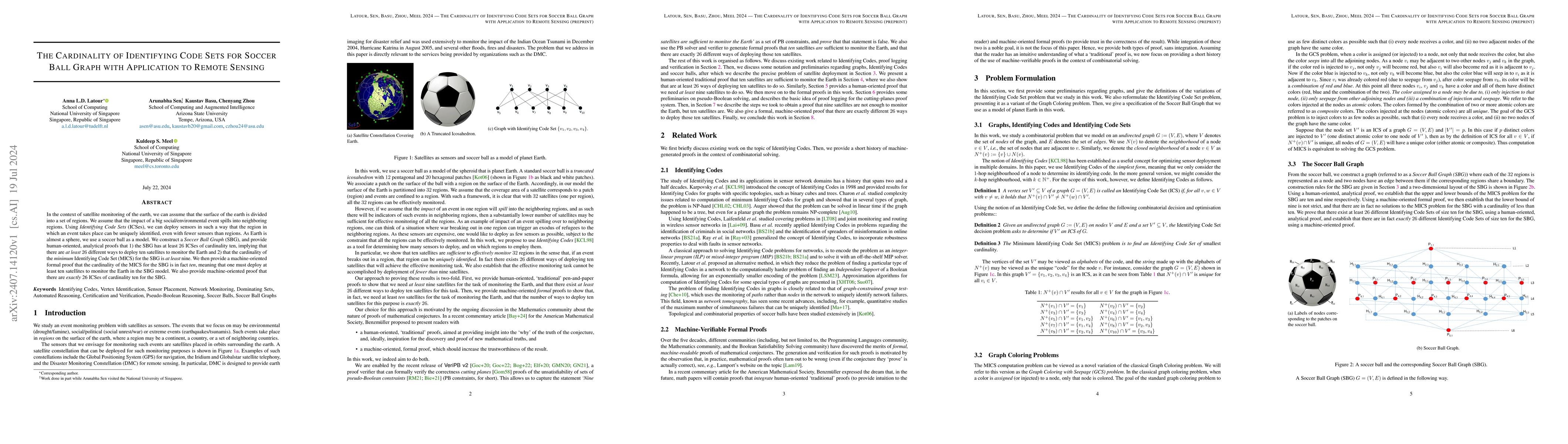Thumbnail for The Cardinality of Identifying Code Sets for Soccer Ball Graph with
  Application to Remote Sensing