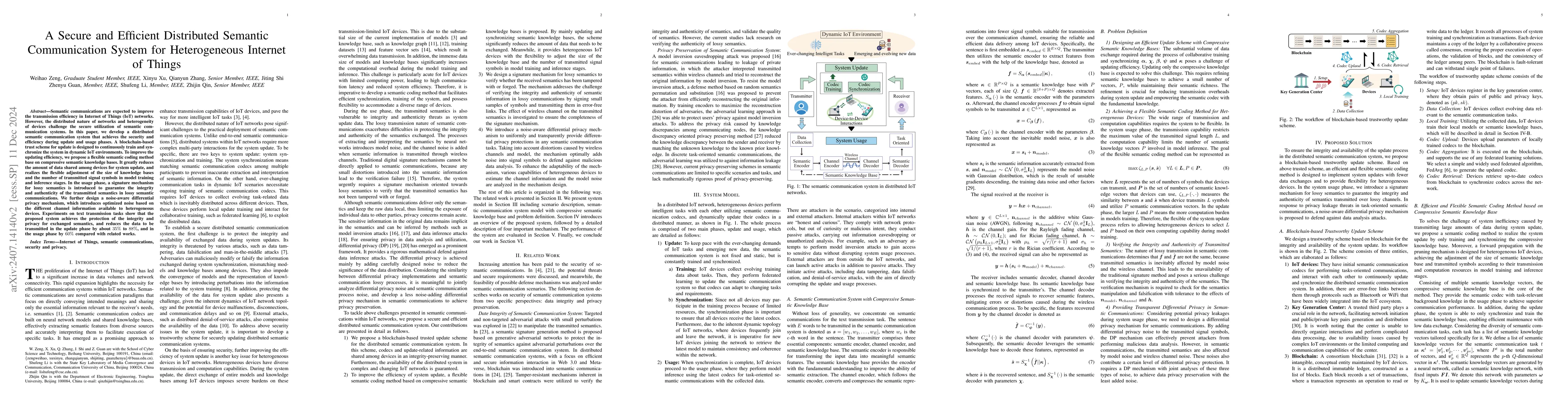 Thumbnail for A Secure and Efficient Distributed Semantic Communication System for
  Heterogeneous Internet of Things