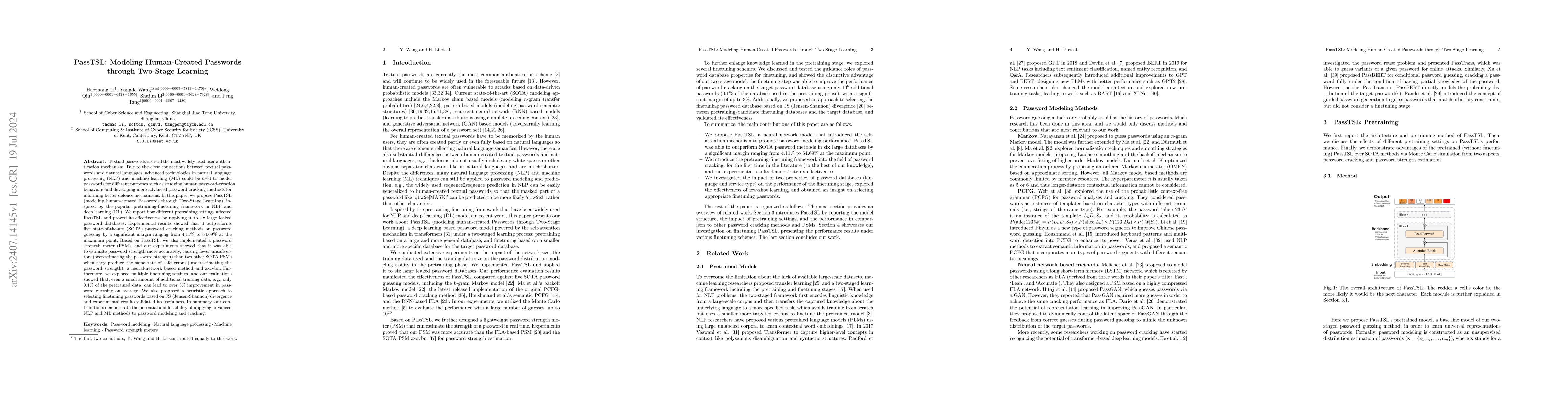 Thumbnail for PassTSL: Modeling Human-Created Passwords through Two-Stage Learning