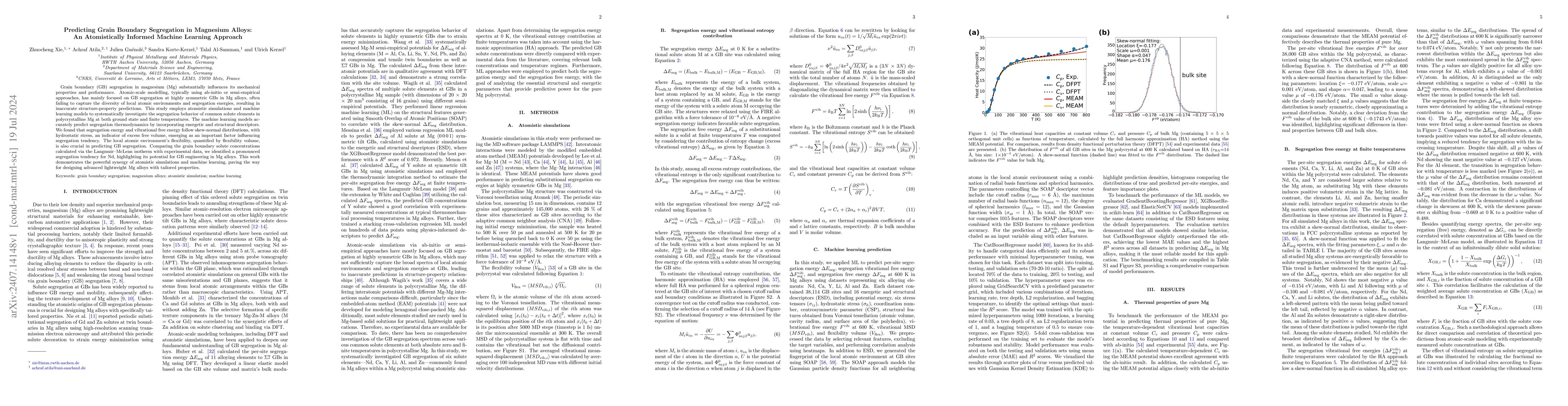 Thumbnail for Predicting Grain Boundary Segregation in Magnesium Alloys: An
  Atomistically Informed Machine Learning Approach