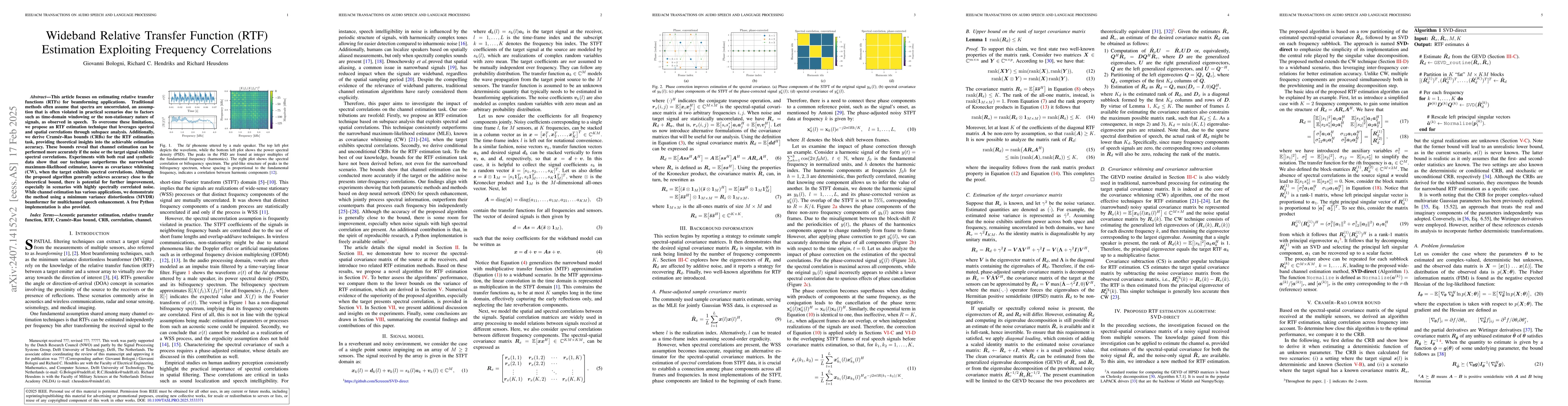 Thumbnail for Wideband Relative Transfer Function (RTF) Estimation Exploiting
  Frequency Correlations